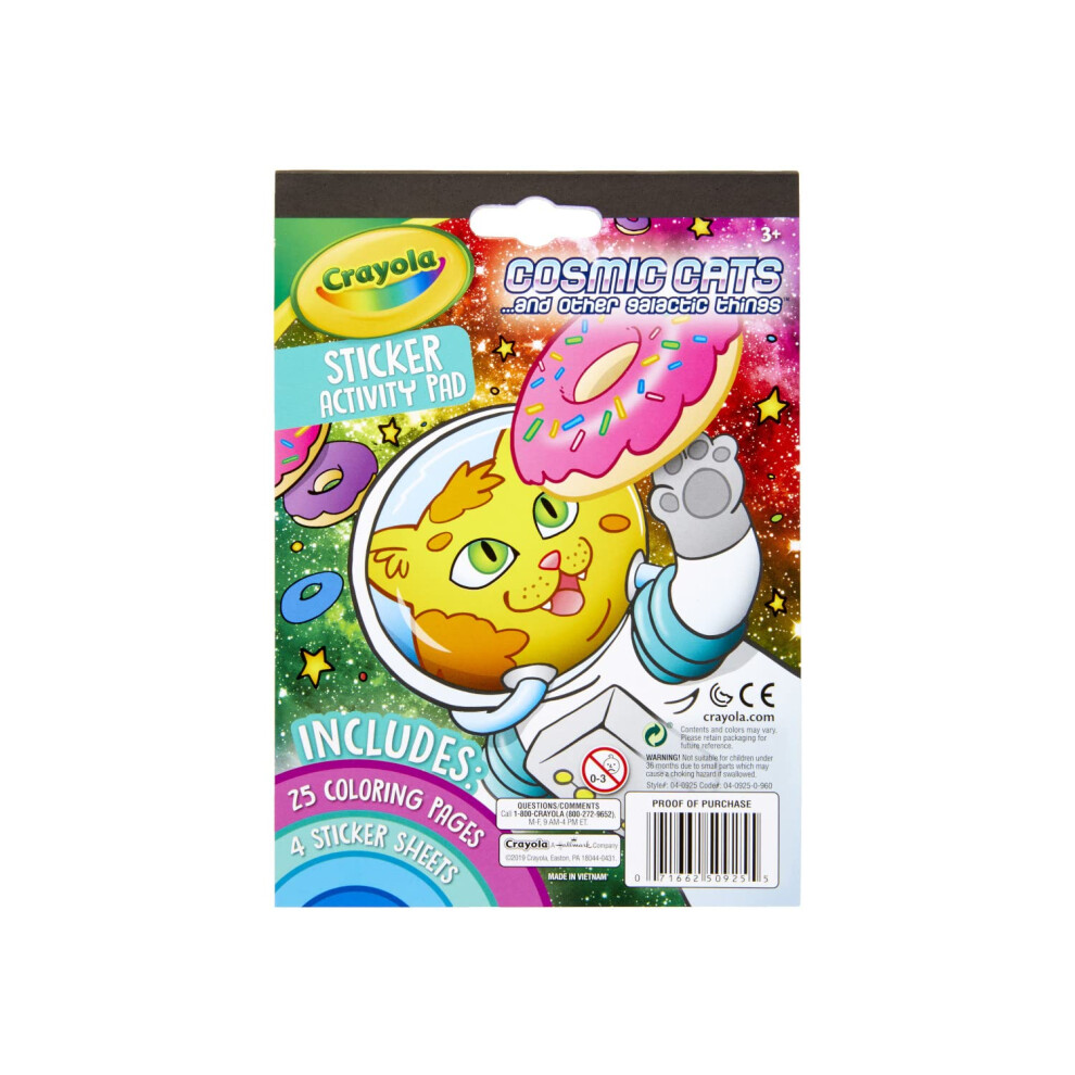 Crayola Sticker Activity & Coloring Pad  Cosmic Cats  25 Cat Coloring Pages & 4 Sticker Sheets  Gift for Kids