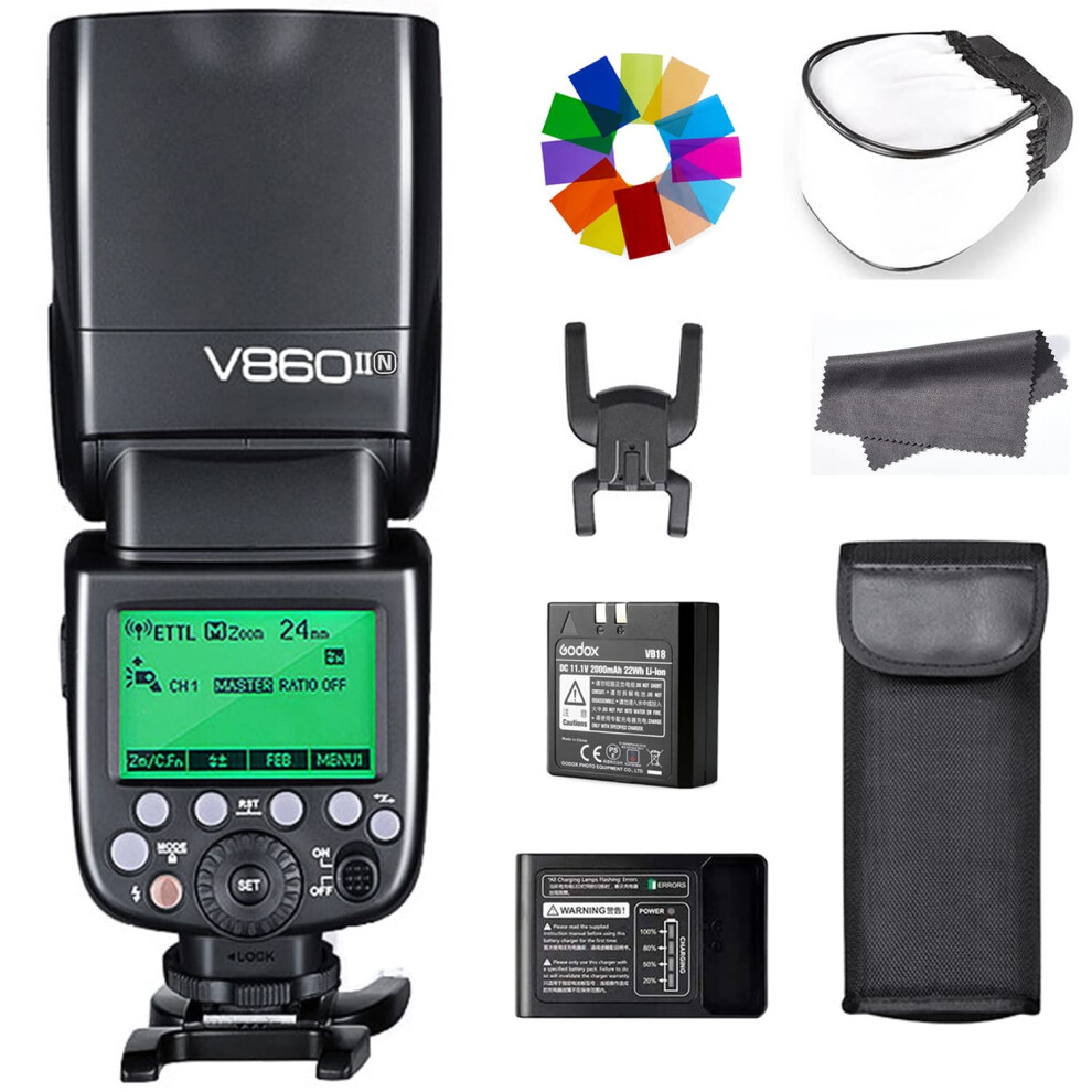 Godox V860II-N TTL Flash 2.4G GN60 1/8000s High-Speed-Sync Speedlite 650 Full Power Flashes Compatible with Nikon D800 D700 D7100 D7000 D520