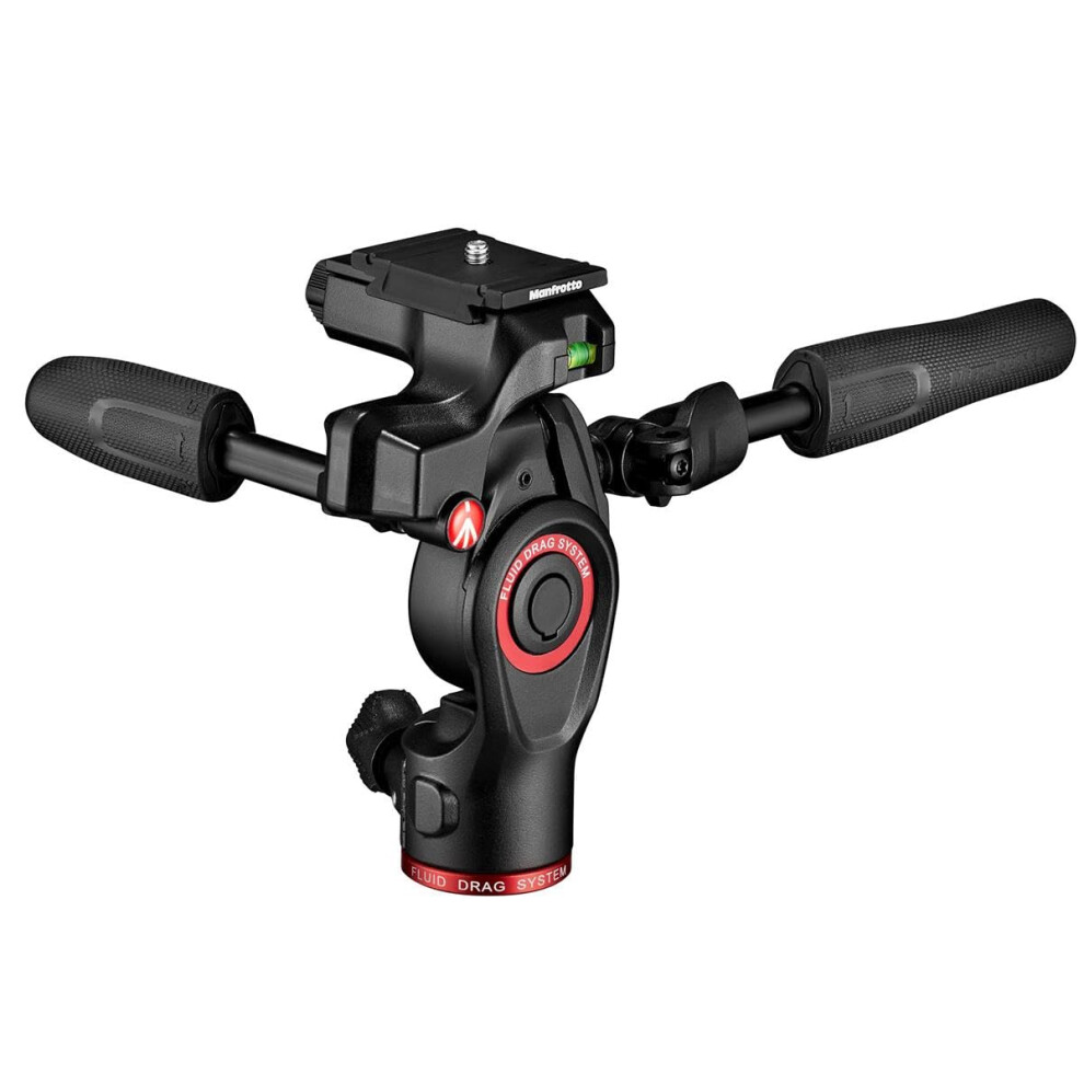 Manfrotto Befree 3-Way Live Camera Tripod Head  Aluminium  6kg Payload  for Travel Tripods  with Foldable Handles  Fluid Drag System  for Ph