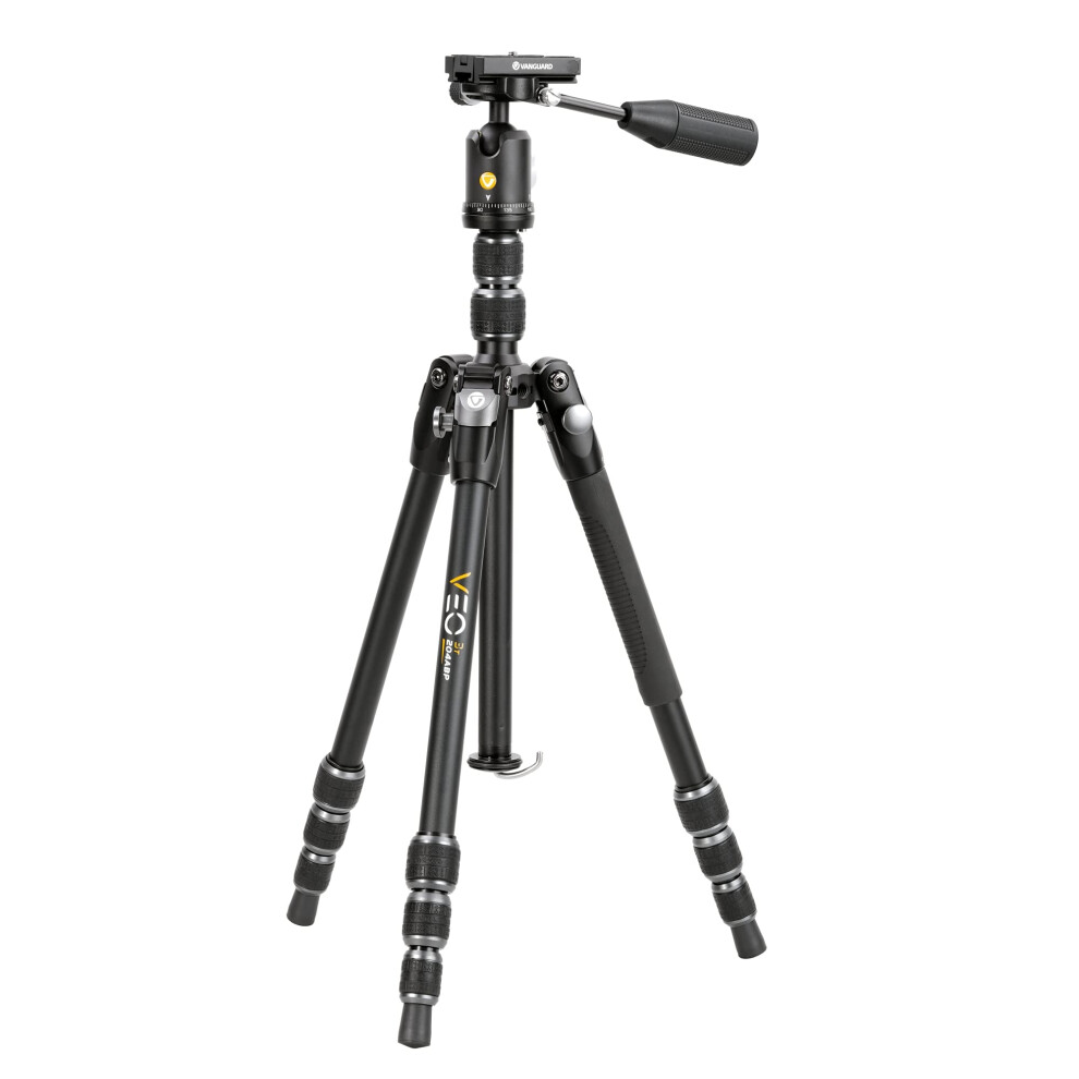 Vanguard VEO3T204ABP Aluminum Travel Tripod with Ball Head  Removeable Pan Handle  and Quick Shoe with Built-in Smartphone Holder