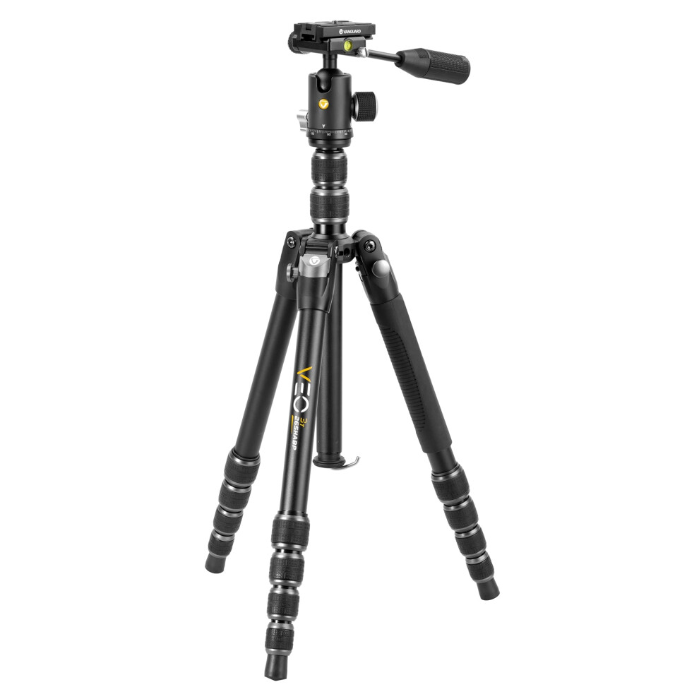 Vanguard VEO3T265HABP Aluminum Travel Tripod with Ball Head  Removeable Pan Handle  and Quick Shoe with Built-in Smartphone Holder