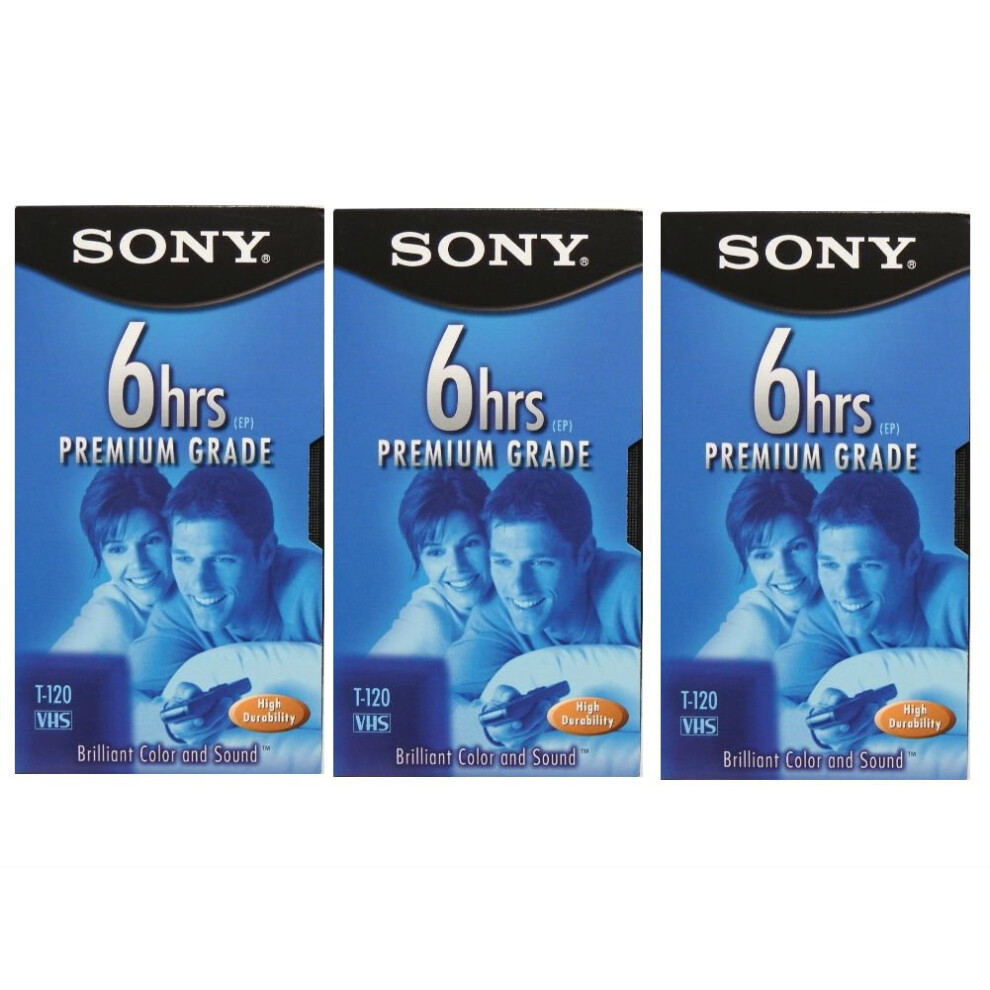 SONY 3T120VR 6hrs. EP T-120 VHS Tapes (3-Pack)