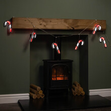 1.75m 6 Infinity Hanging Candy Cane Garland with Red and White LEDs