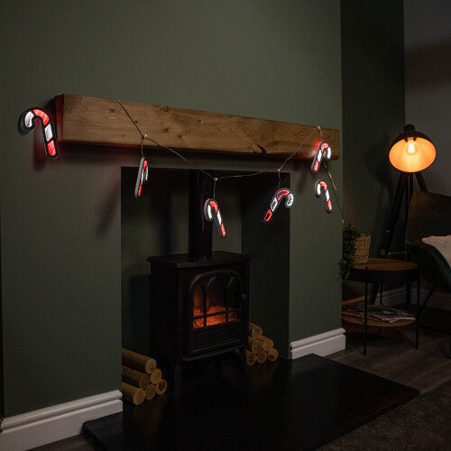 Snow Time 1.75m 6 Infinity Hanging Candy Cane Garland with Red and White LEDs 1