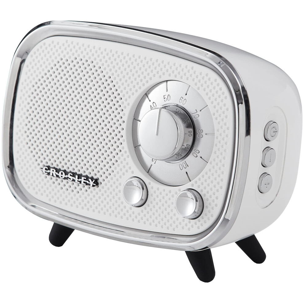 Crosley CR3039A-WH Rondo Retro Portable Rechargeable Bluetooth Speaker  White