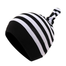 (Black white strip) Baby Soft Cotton Hat Nightcap Newborn Infant Cute Tail Knot Beanie Cap Solid Color Bonnet Bandanas Turban Headwrap Headdress For Infants Boys Girls Sh