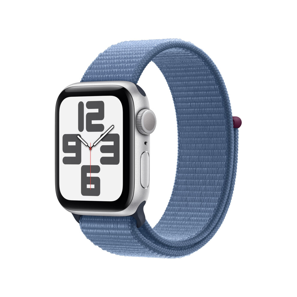 Apple Watch SE (2nd Gen) [GPS 40mm] Smartwatch with Silver Aluminum Case with Winter Blue Sport Loop. Fitness & Sleep Tracker  Crash Detecti