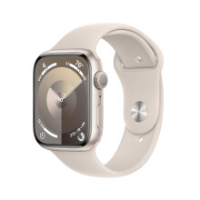 Apple Watch Series 9 [GPS 45mm] Starlight Aluminum Case with Starlight Sport Band S/M (Renewed) - Refurbished