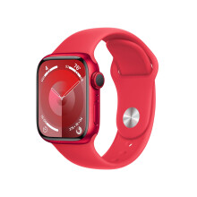 Apple Watch Series 9 [GPS  41mm] (Product) Red Aluminum Case with (Product) Red Sport Band  S/M (Renewed) - Refurbished