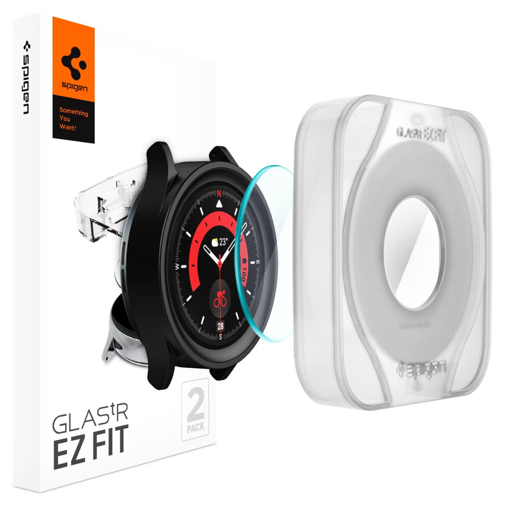 Spigen Tempered Glass Screen Protector [GlasTR EZ FIT] designed for Galaxy Watch 5 Pro - 2 Pack