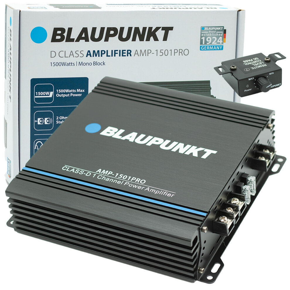 BLAUPUNKT 1501PRO Car Audio Monoblock 1 Channel 2 Ohm Stable Amp Amplifier 1500 Watts Max | Slim and Compact