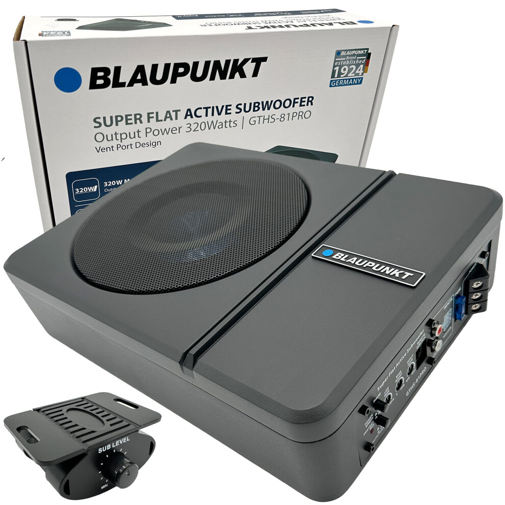 BLAUPUNKT GTHS81PRO 8"" Amplified Subwoofer 320-Watts Active Flat Compact Design