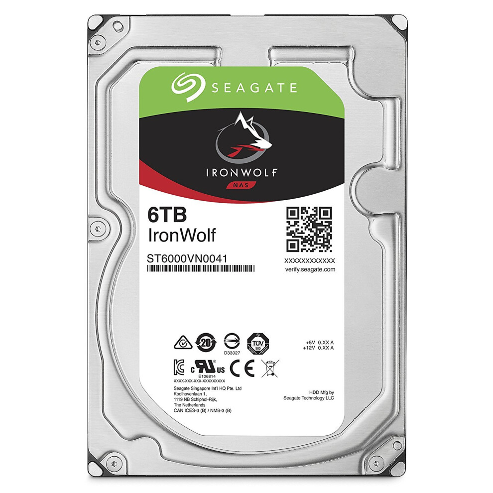 Seagate 6TB IronWolf NAS SATA 6Gb/s NCQ 128MB Cache 3.5-Inch Internal Hard Drive (ST6000VN0041)