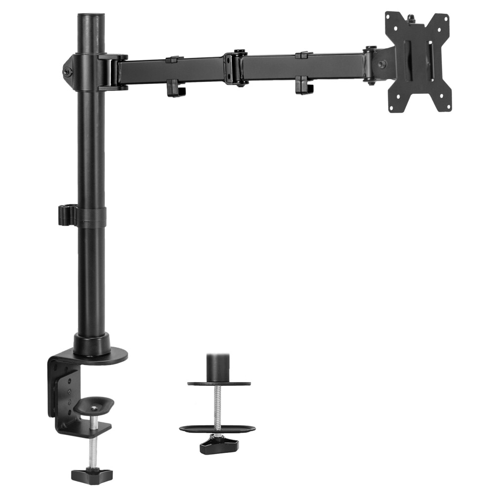 VIVO Single Large Monitor Arm Desk Mount  Holds Screens up to 45 inch Ultrawide  Fully Adjustable Stand with C-Clamp and Grommet Base  VESA