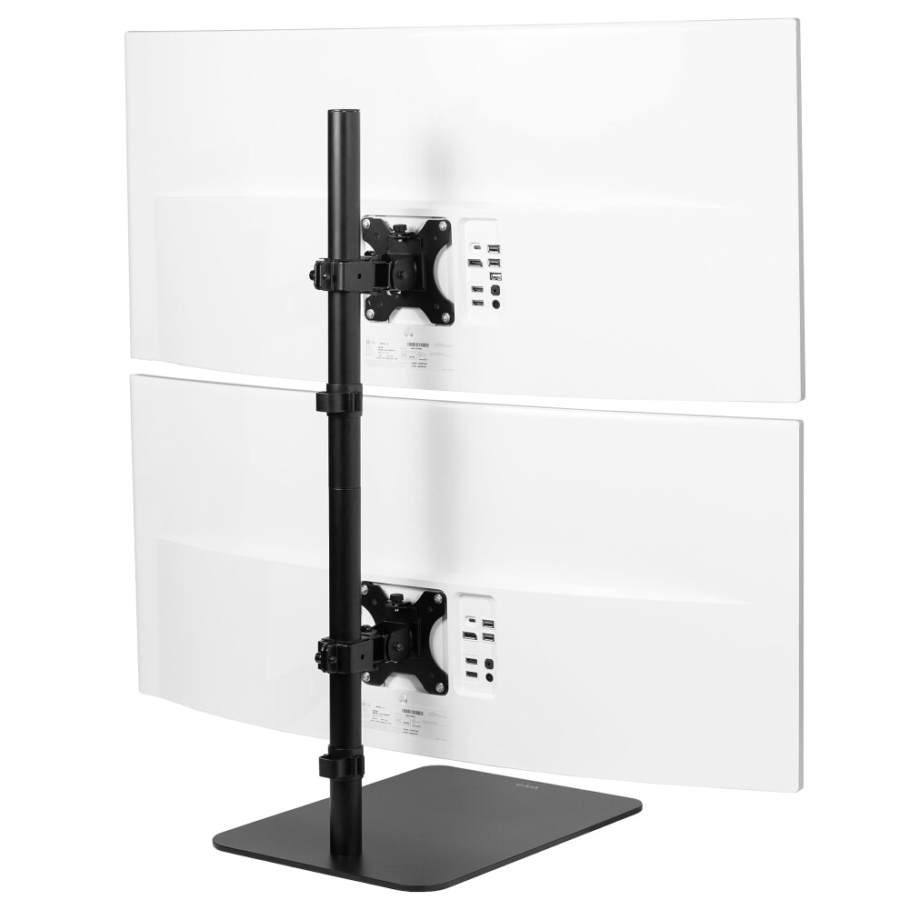 VIVO Freestanding Dual Vertically Stacked Ultra-Wide Monitor Desk Stand  Extra Tall Heavy Duty Adjustable Mount for 2 Ultrawide Screens up t
