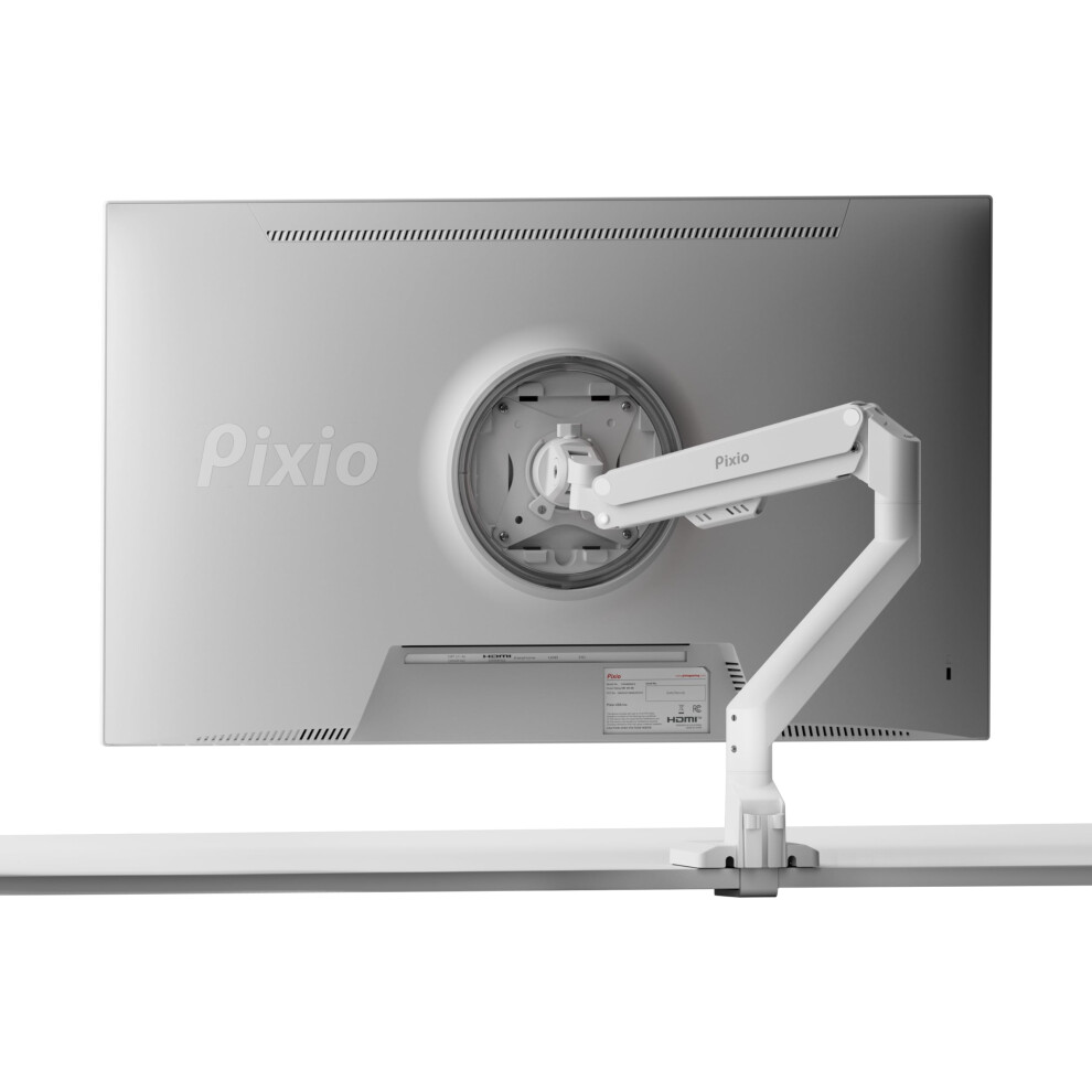 Pixio PS1S Wave White Single Monitor Arm Stand Desk Mount - Fits up to 32 inches Monitors and up to 19.8lbs. VESA Compatibility and Integrat