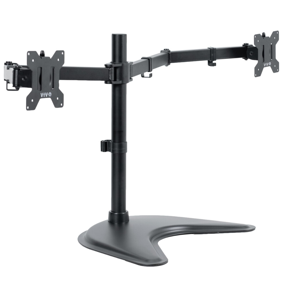 VIVO Dual Ultrawide Monitor Mount  Free-Standing Desk Stand for 2 Screens up to 38 Inches  Heavy-Duty Adjustable Arms  Max VESA 100x100mm  B