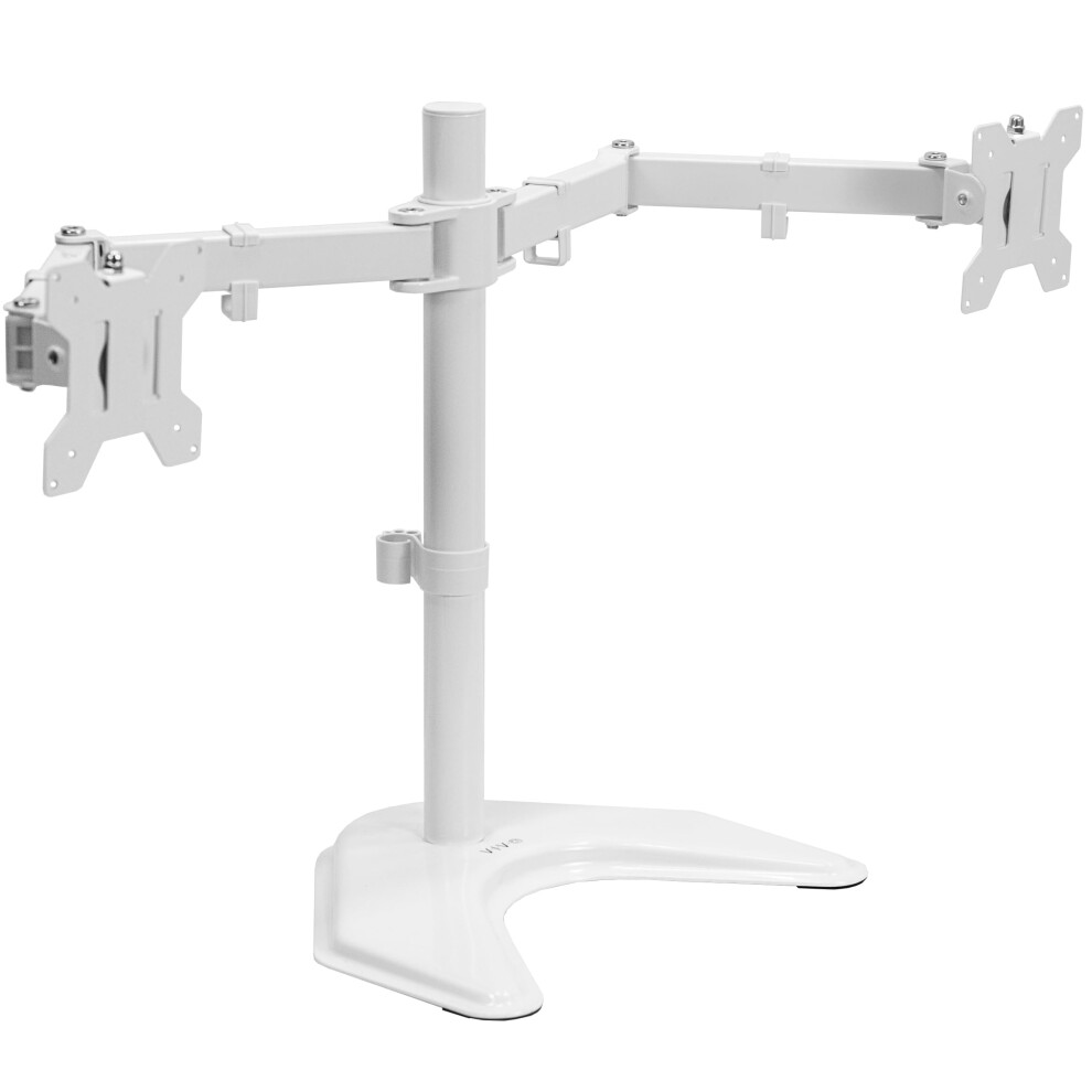 VIVO Dual LED LCD Monitor Mount  Free-Standing Desk Stand for 2 Screens up to 32 Inch  Heavy-Duty Fully Adjustable Arms with Max VESA 100x10