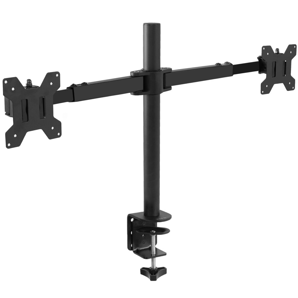 VIVO Dual LCD LED 21 to 32 inch Monitor Desk Mount  Heavy Duty  Adjustable Telescoping Arms  Flush Wall Setup  Fits 2 Screens  Black  STAND-