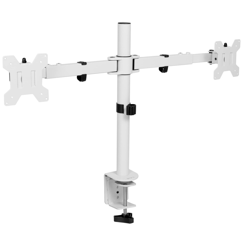 VIVO Dual LCD LED 21 to 32 inch Monitor Desk Mount  Heavy Duty  Adjustable Telescoping Arms  Flush Wall Setup  Fits 2 Screens  White  STAND-