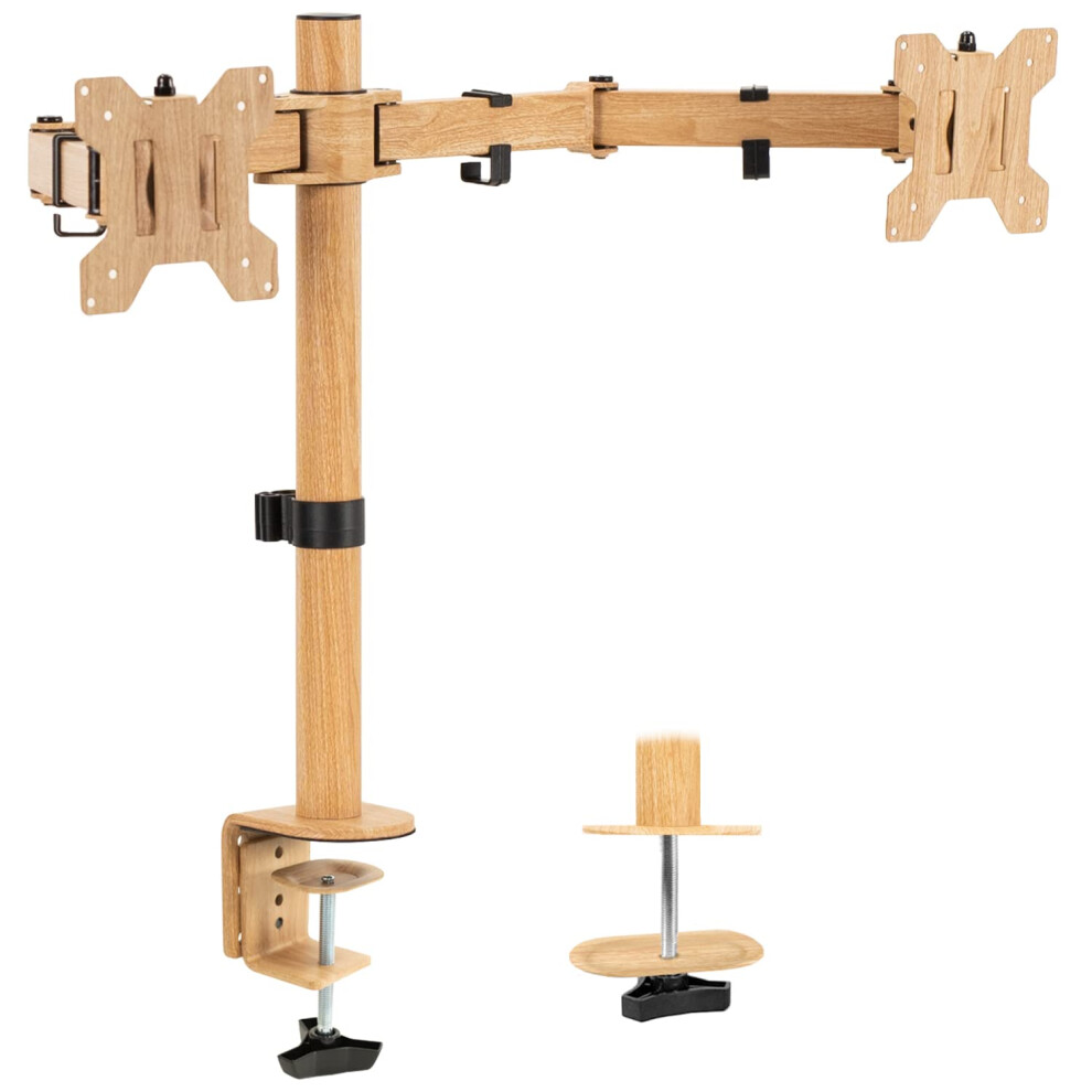 VIVO Dual Monitor Desk Mount  Heavy Duty Fully Adjustable Steel Stand  Holds 2 Computer Screens up to 30 inches and Max 22lbs Each  Light Wo