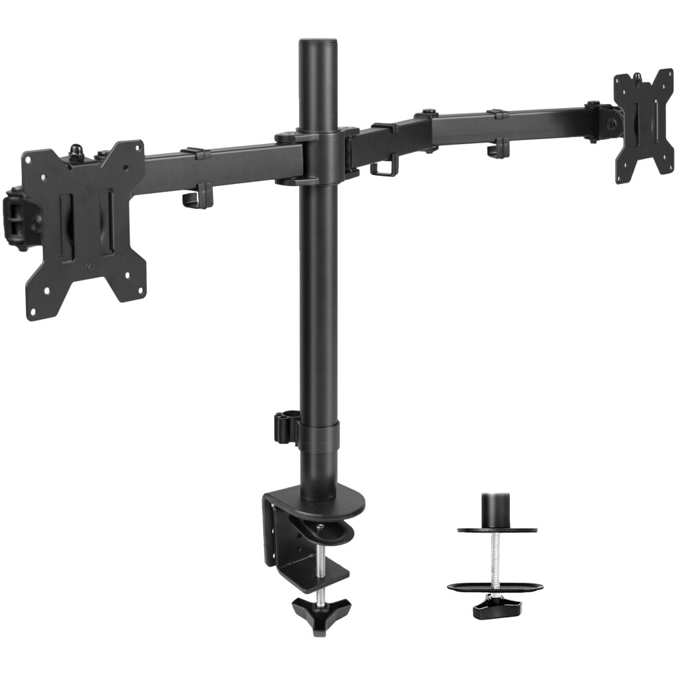 VIVO Dual Monitor Desk Mount  Heavy Duty Fully Adjustable Stand  Fits 2 LCD LED Screens up to 32 inches  Black  STAND-V032