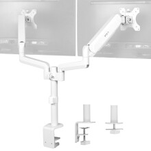 VIVO 17 to 32 inch Dual Pneumatic Monitor Mount 2 Pneumatic Arms Adjustable Swivel Rotation Heavy Duty VESA Desk Stand with C-clamp Gro