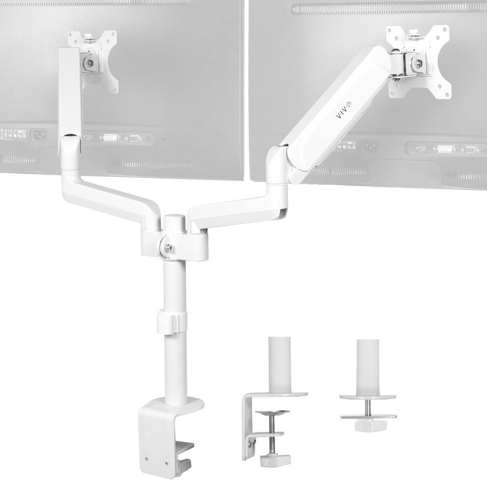 VIVO 17 to 32 inch Dual Pneumatic Monitor Mount  2 Pneumatic Arms  Adjustable Swivel  Rotation  Heavy Duty VESA Desk Stand with C-clamp  Gro