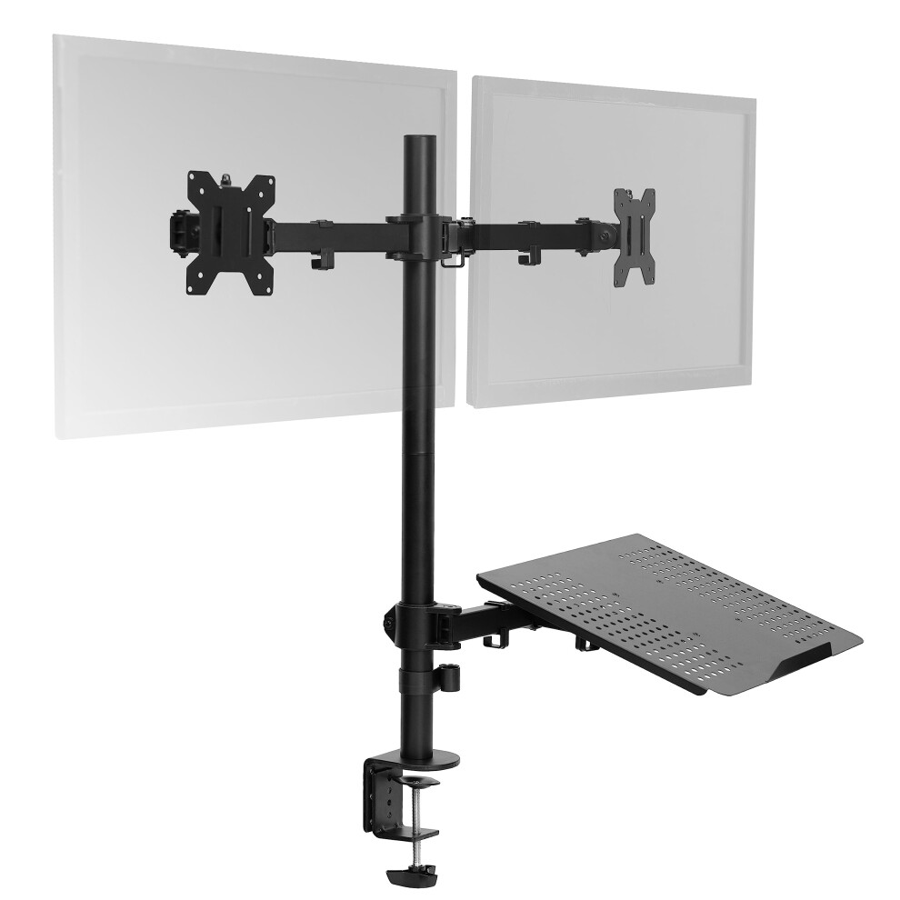 VIVO Laptop and Dual 13 to 27 inch LCD Monitor Stand up Desk Mount  Tall Adjustable Stand  Fits Laptops up to 17 inches  Black  STAND-V012J