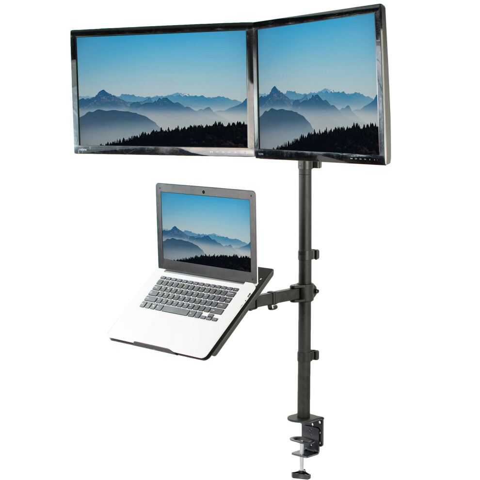 VIVO Laptop and Dual 13 to 27 inch LCD Monitor Stand up Desk Mount  Extra Tall Adjustable Stand  Fits Laptops up to 17 inches  Black  STAND-