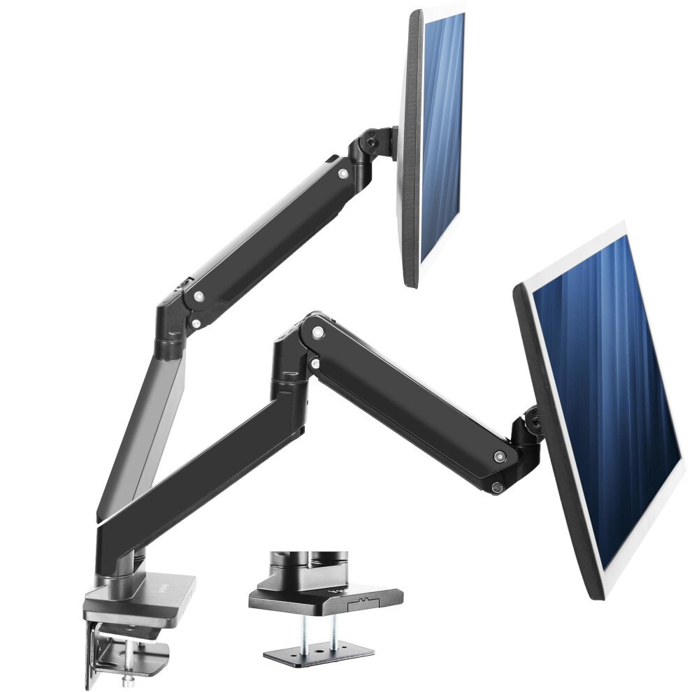 VIVO Premium Aluminum Heavy Duty Arms  Fits 2 Ultrawide Monitors up to 38 inches  Widescreen Dual Monitor Desk Mount with Instant Pneumatic