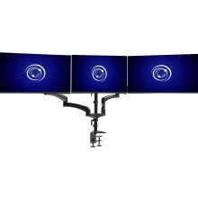VIVO 17 to 32 inch Triple Pneumatic Monitor Mount 2 Pneumatic Arms 1 Fixed Adjustable Swivel Rotation Heavy Duty VESA Desk Stand with C