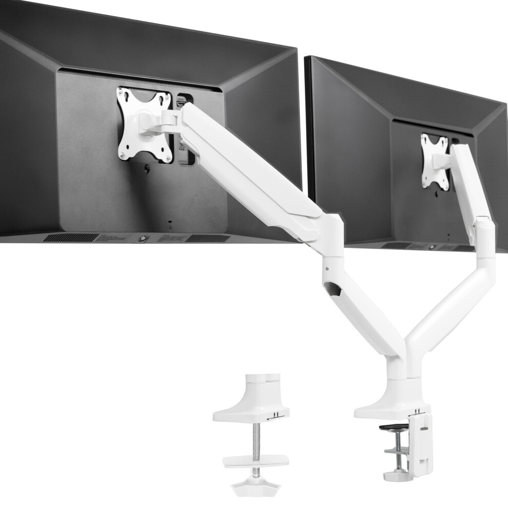 VIVO Premium Aluminum Heavy Duty Dual Monitor Arm for Ultrawide Monitors up to 40 inches and 32.5 lbs Each  Desk Mount Stand  Pneumatic Heig