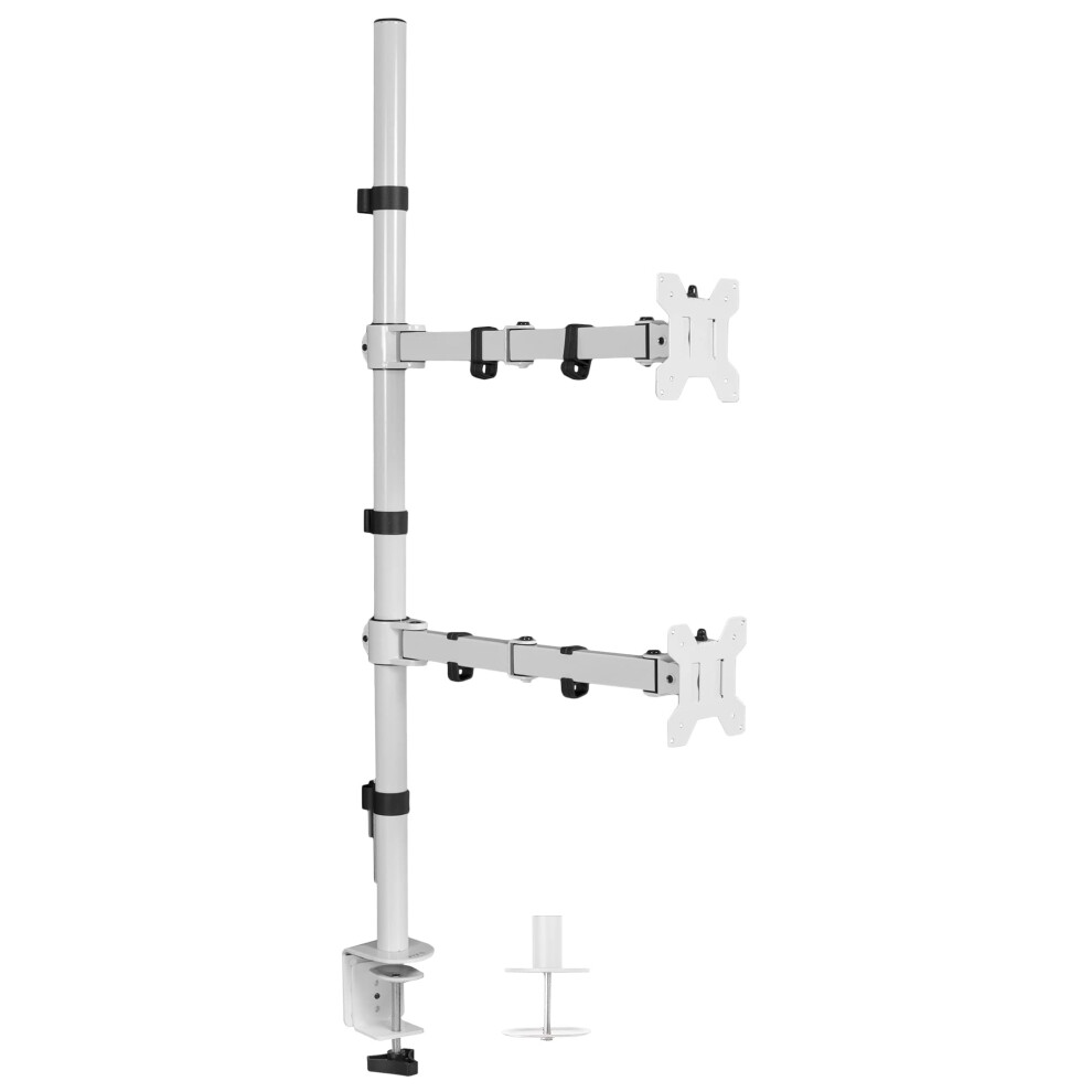 VIVO Extra Tall Vertically Stacked Dual Monitor Desk Mount Stand with 39 inch Stand-up Pole  Fully Adjustable Extended Arms  Fits 2 Screens