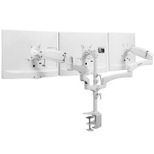 VIVO 17 to 32 inch Triple Pneumatic Monitor Mount 2 Pneumatic Arms 1 Fixed Adjustable Swivel Rotation Heavy Duty VESA Desk Stand with C