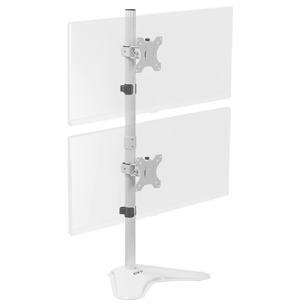 VIVO Dual Monitor Desk Stand Free-Standing LCD Mount  Holds in Stacked Vertical Position 2 Ultrawide Screens up to 34 inches  White  STAND-V