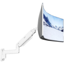 VIVO Premium Aluminum Heavy Duty Monitorarm fr Ultrabreda skrmar upp till 49 tum och 44 lbs Enkelvggmonterad pneumatisk hjd Max VESA 100x100
