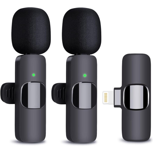 Wireless Microphone for iPhone, 2 Pack Professional Wireless Lavalier Microphone for iPhone iPad