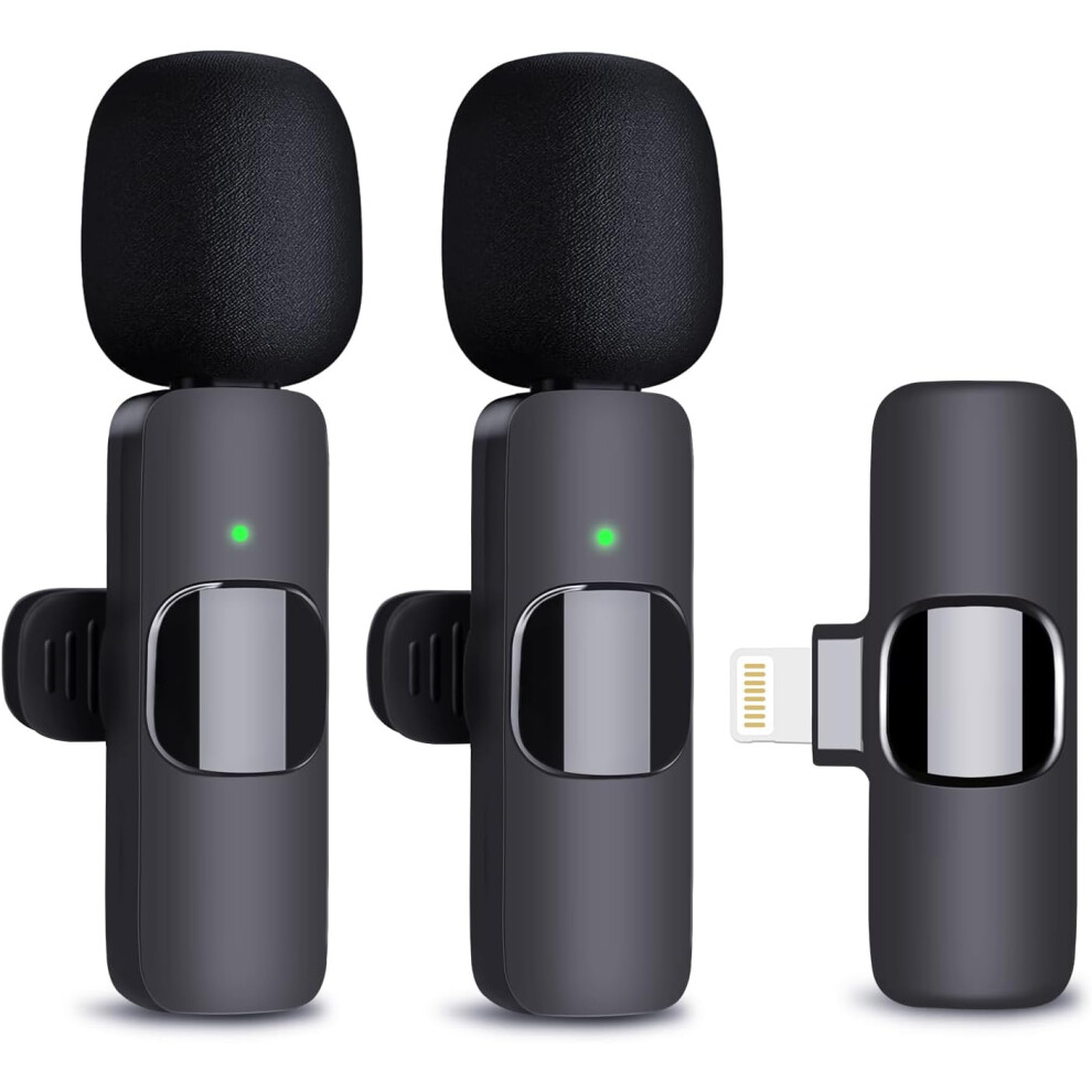 Wireless Microphone for iPhone, 2 Pack Professional Wireless Lavalier Microphone for iPhone iPad