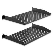 Pyle 2-Pc 1U Server Rack Shelf Vented Shelves for Good Air Circulation Cantilever Mount Wall Mount Rack Universal Device Cabinet Shelf