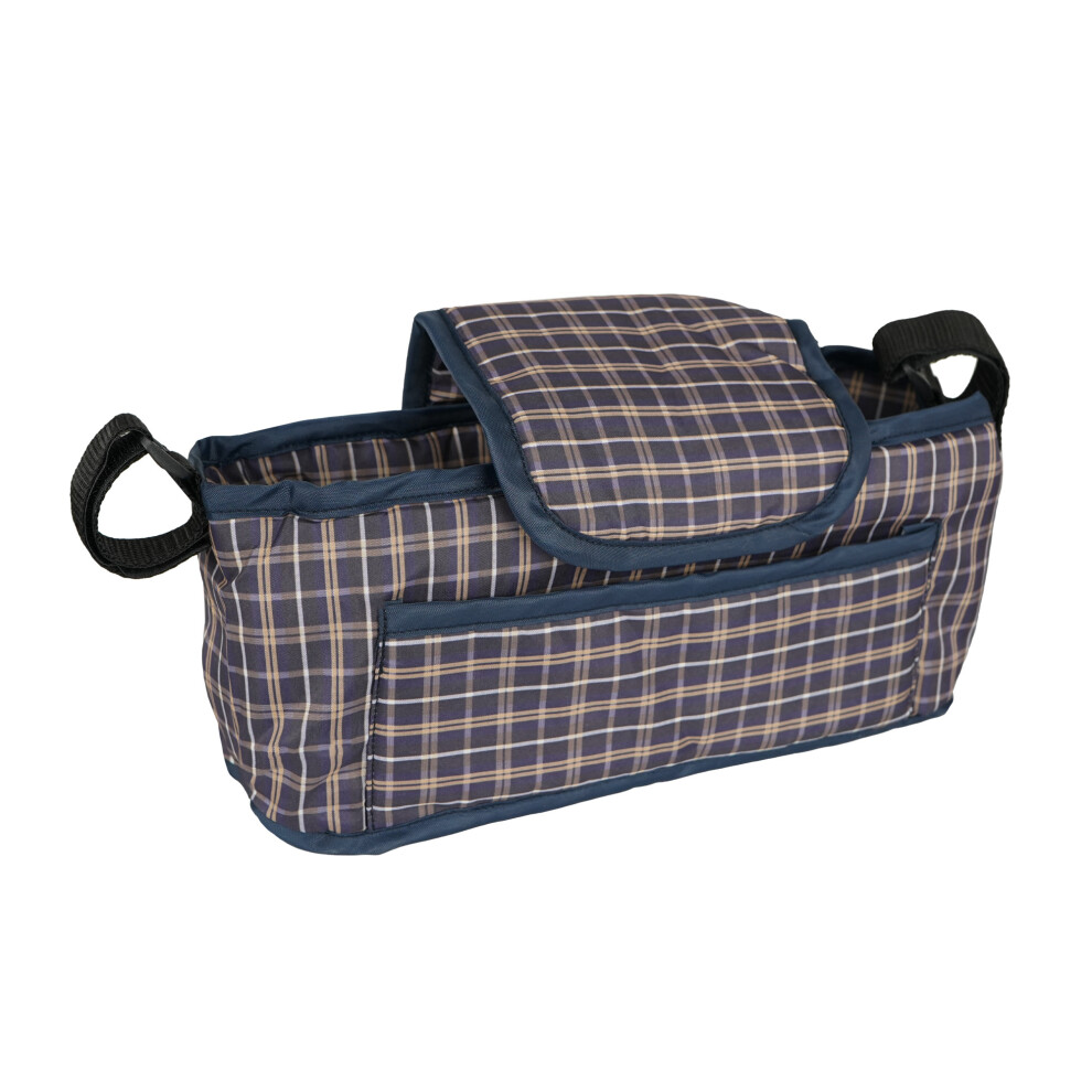 (Blue Tartan ) Pet Stroller Caddy Bags