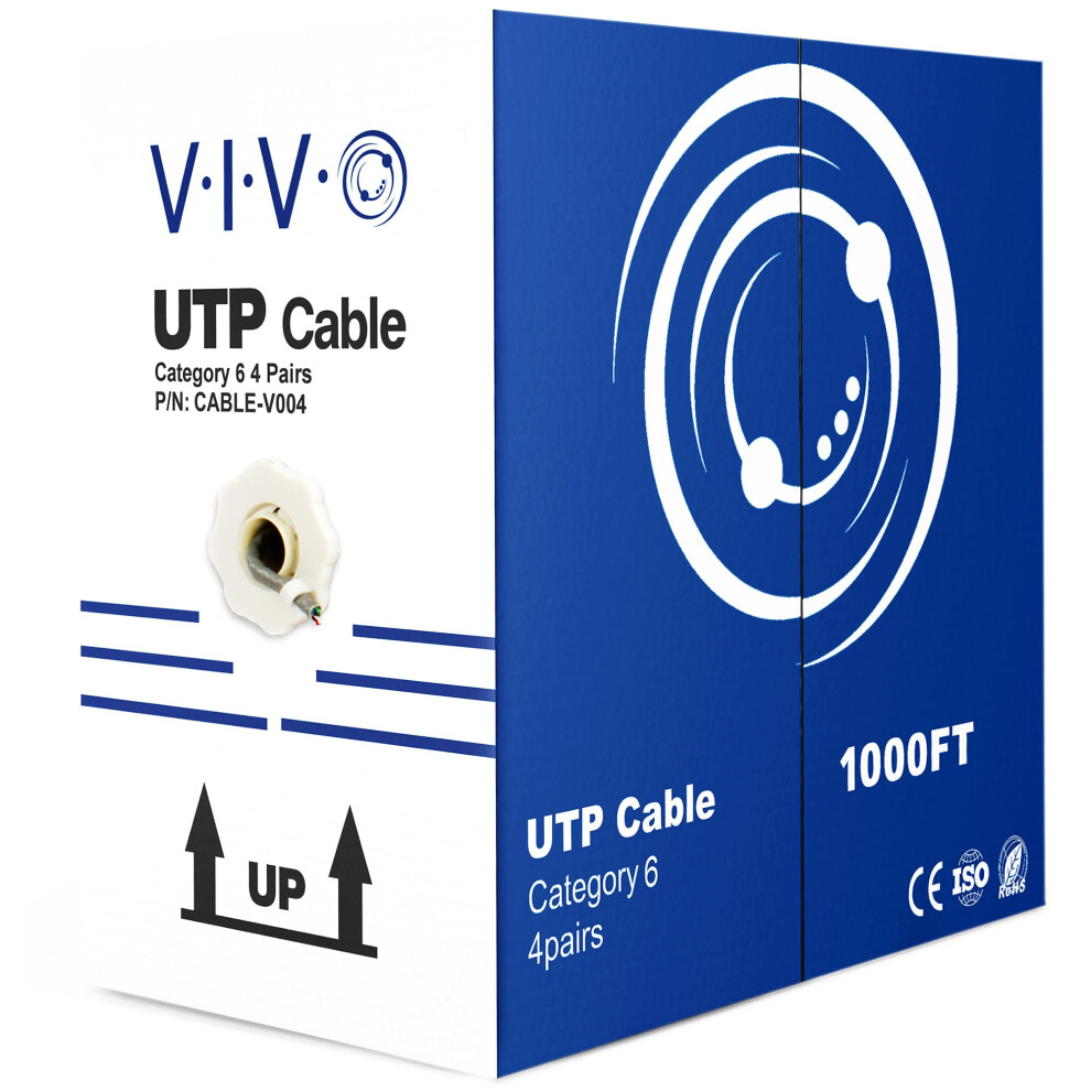 VIVO 1 000ft Bulk Cat6  CCA Ethernet Cable  23 AWG  UTP Pull Box  Cat-6 Wire  Indoor  Network Installations  Gray  CABLE-V004