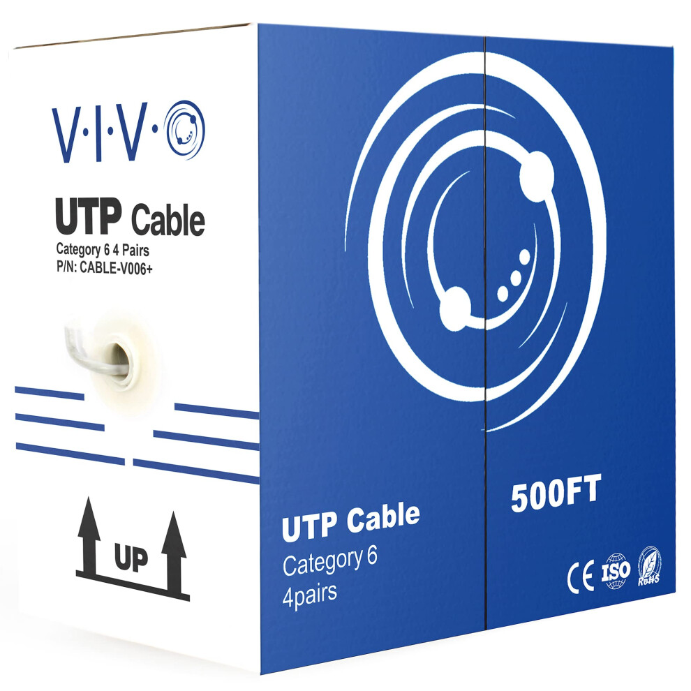 VIVO 500ft Bulk Cat6  CCA Ethernet Cable  23 AWG  UTP Pull Box  Cat-6 Wire  Indoor  Network Installations  Gray  CABLE-V006