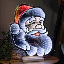 40cm Infinity Santa's Head Decoration on Wood Base with Red & White LEDs