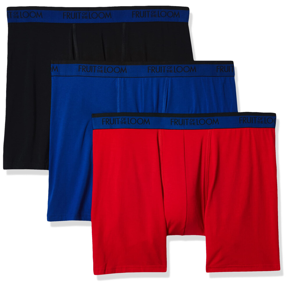 Fruit of the Loom Men's 3-Pack Premium Cool Blend Boxer Brief  assorted  Large