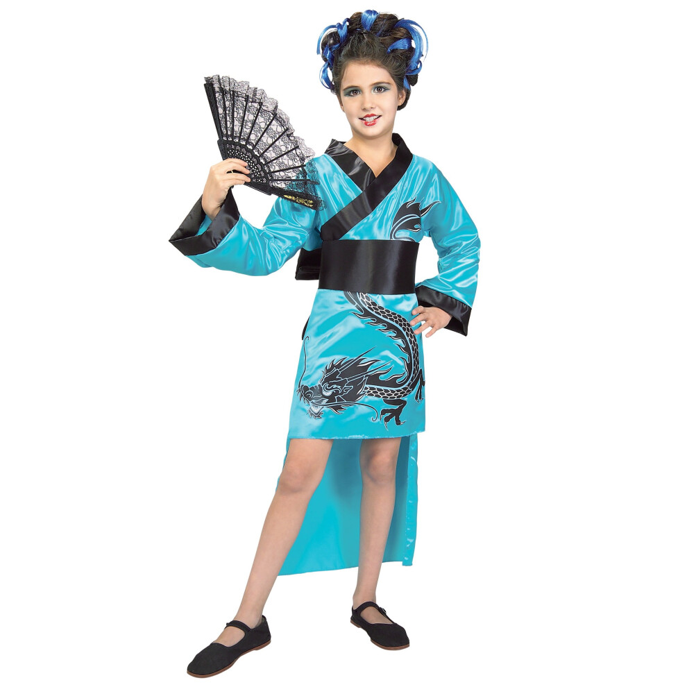 Child's Teal Dragon-Lady Costume  Large