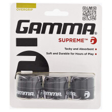 GAMMA Sports Supreme Overgrip pour Tennis, Pickleball, Squash, Badminton, 3 Compte (Pack de 1), Noir