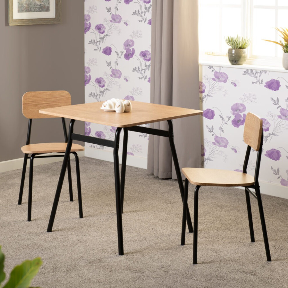 Warren Dining Set With 2 Chairs Oak Effect And Black