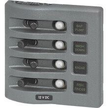 Blue Sea Systems Sw PNL Toggle w/Breakers 4 Sw Gray