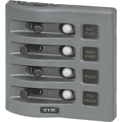 Blue Sea Systems Sw PNL  Toggle w/Breakers  4 Sw  Gray